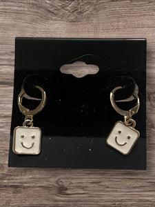 Smiley face hoop earrings