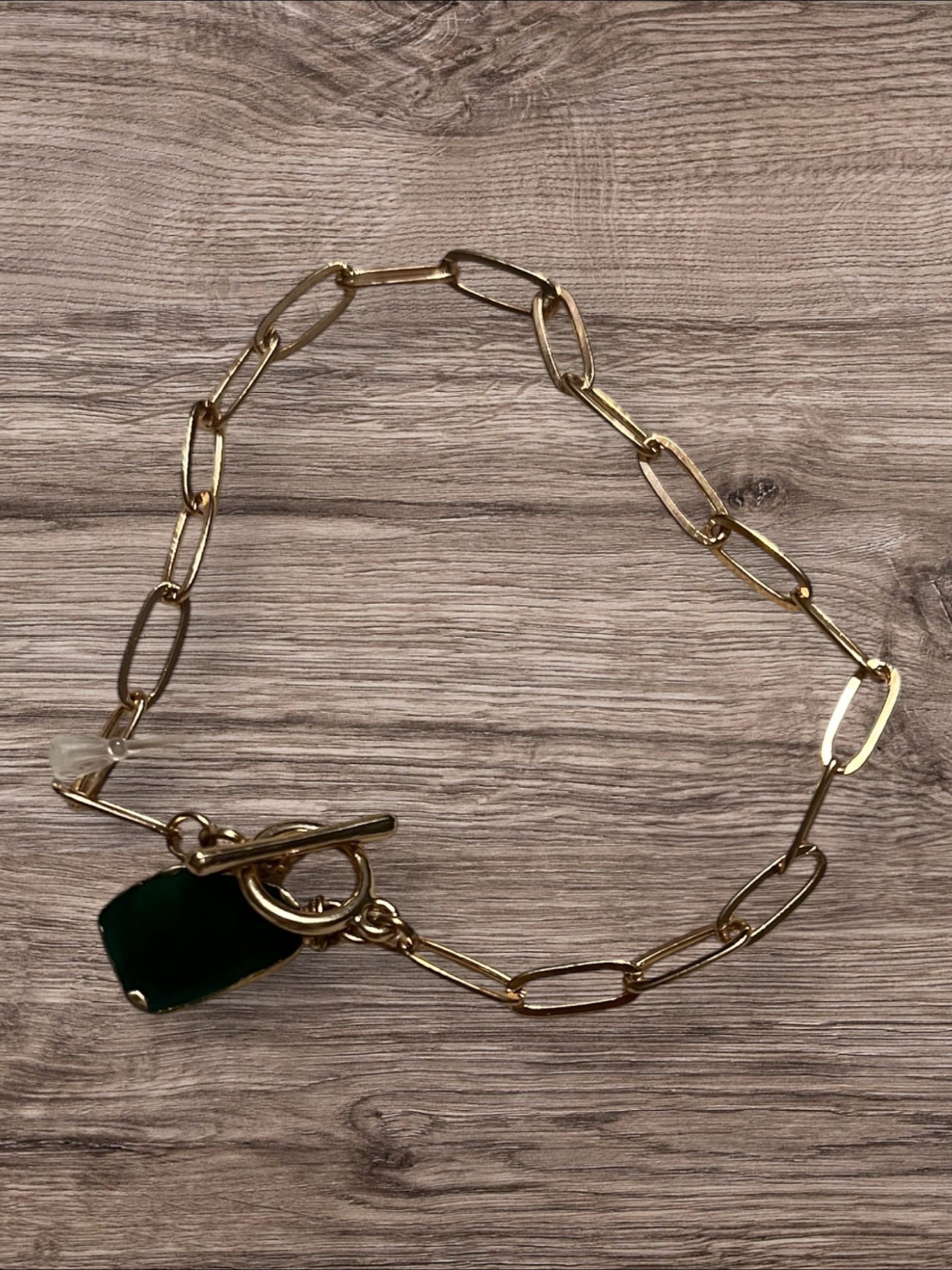 Paper clip drusy bracelet