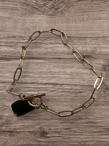 Paper clip drusy bracelet