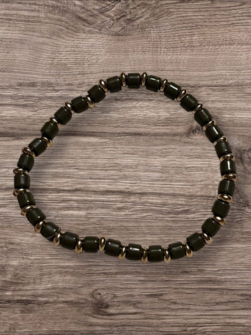 Olive w/gold beaded bracelet