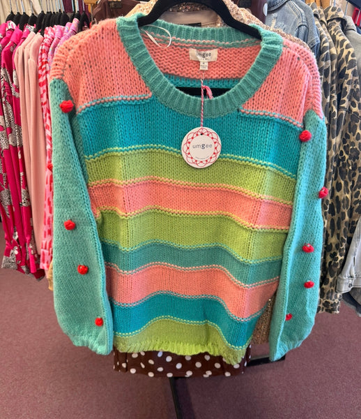Rainbow Pop Pom-Pom Sweater