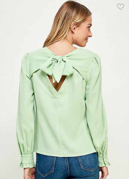 Long sleeve top with open back  tie detail