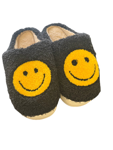 Black Smiley Face Slippers