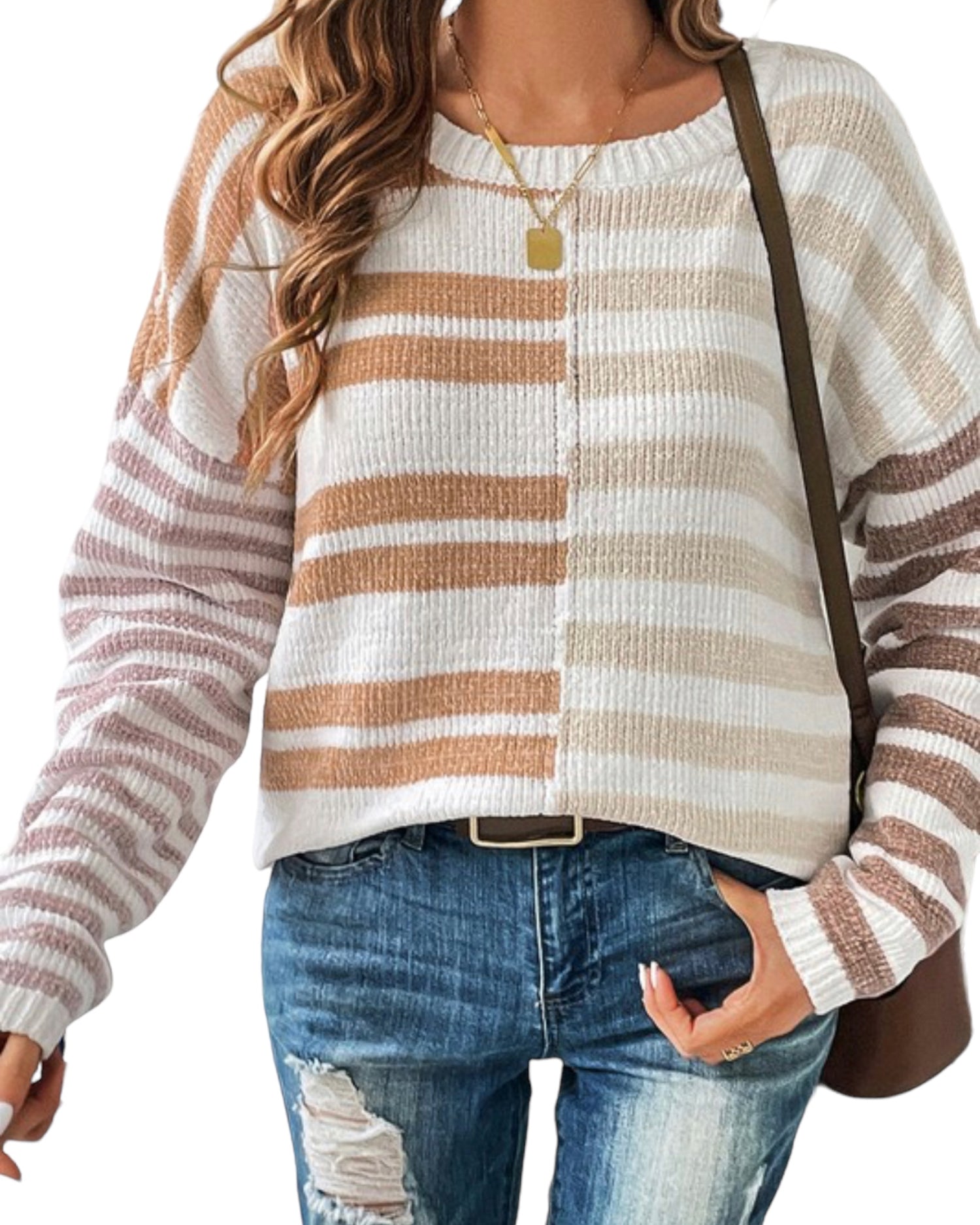 Blocked Drop Shoulder Slouchy Sweater