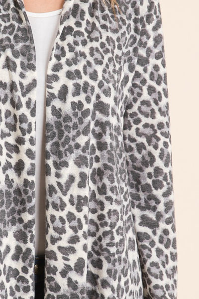 ANIMAL PRINT FRENCH TERRY OPEN CARDIGAN
