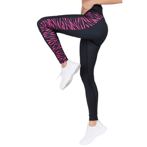 Active  Animal Printed Zebra Side Striped FUCHSIA leggings