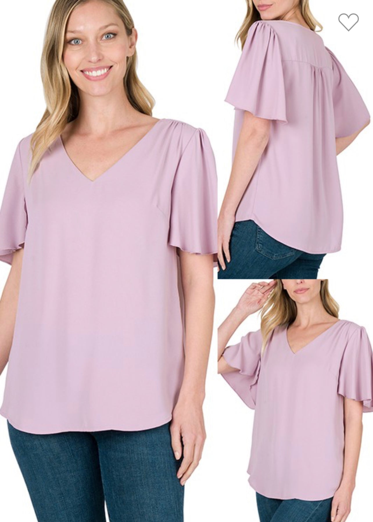 Waterfall sleeve v neck top