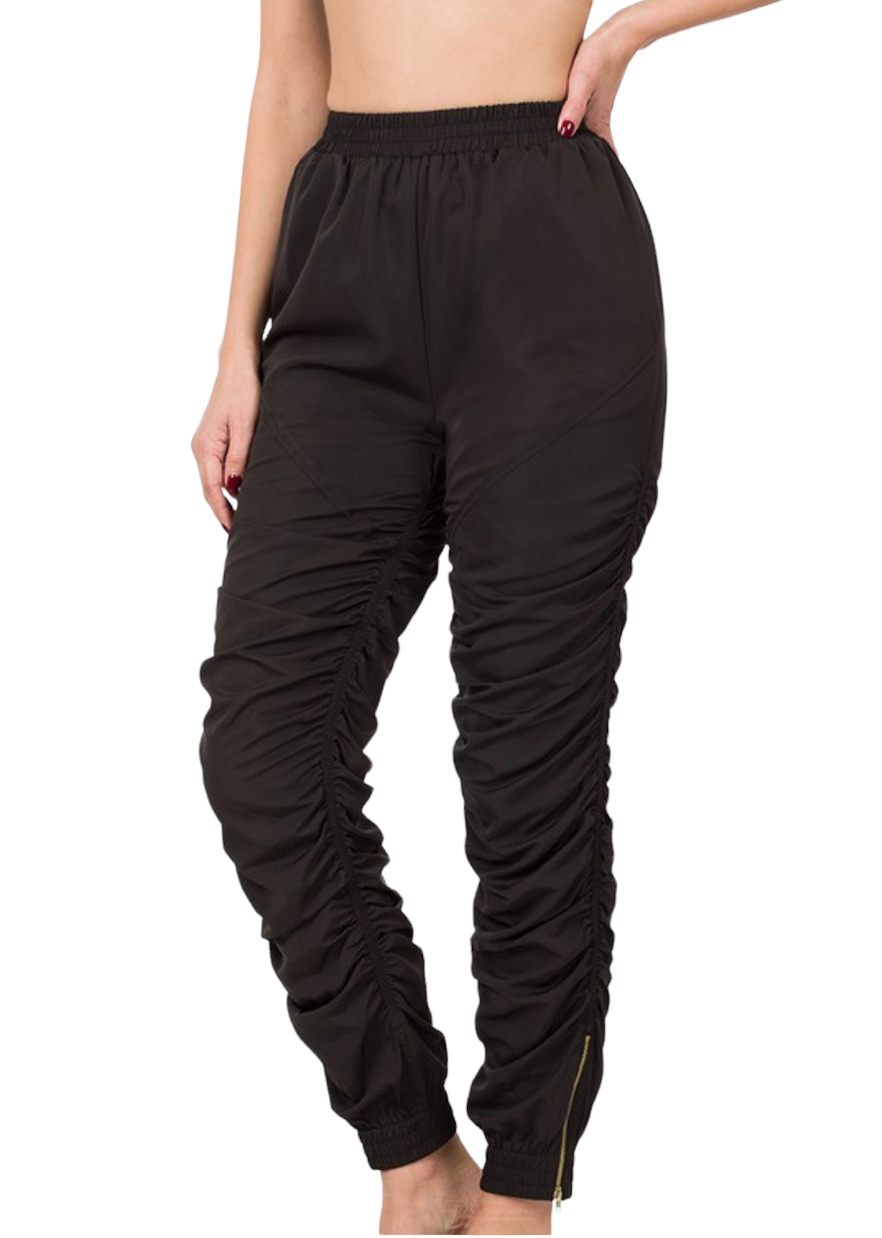 Black Elastic Scrunch Jogger