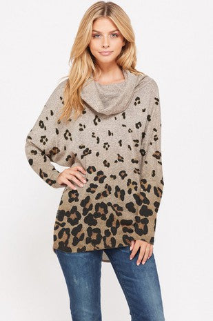 Leopard Print cowl neck sweater