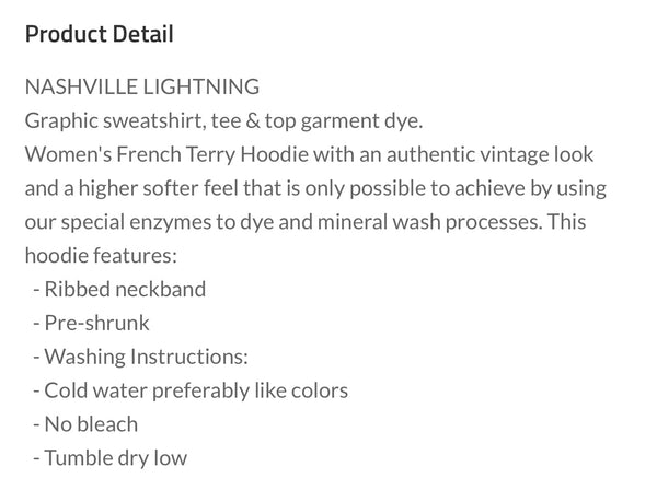 Nashville Lightning  Mineral Wash Hooded