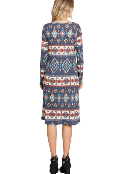 Aztec print mid length Dress