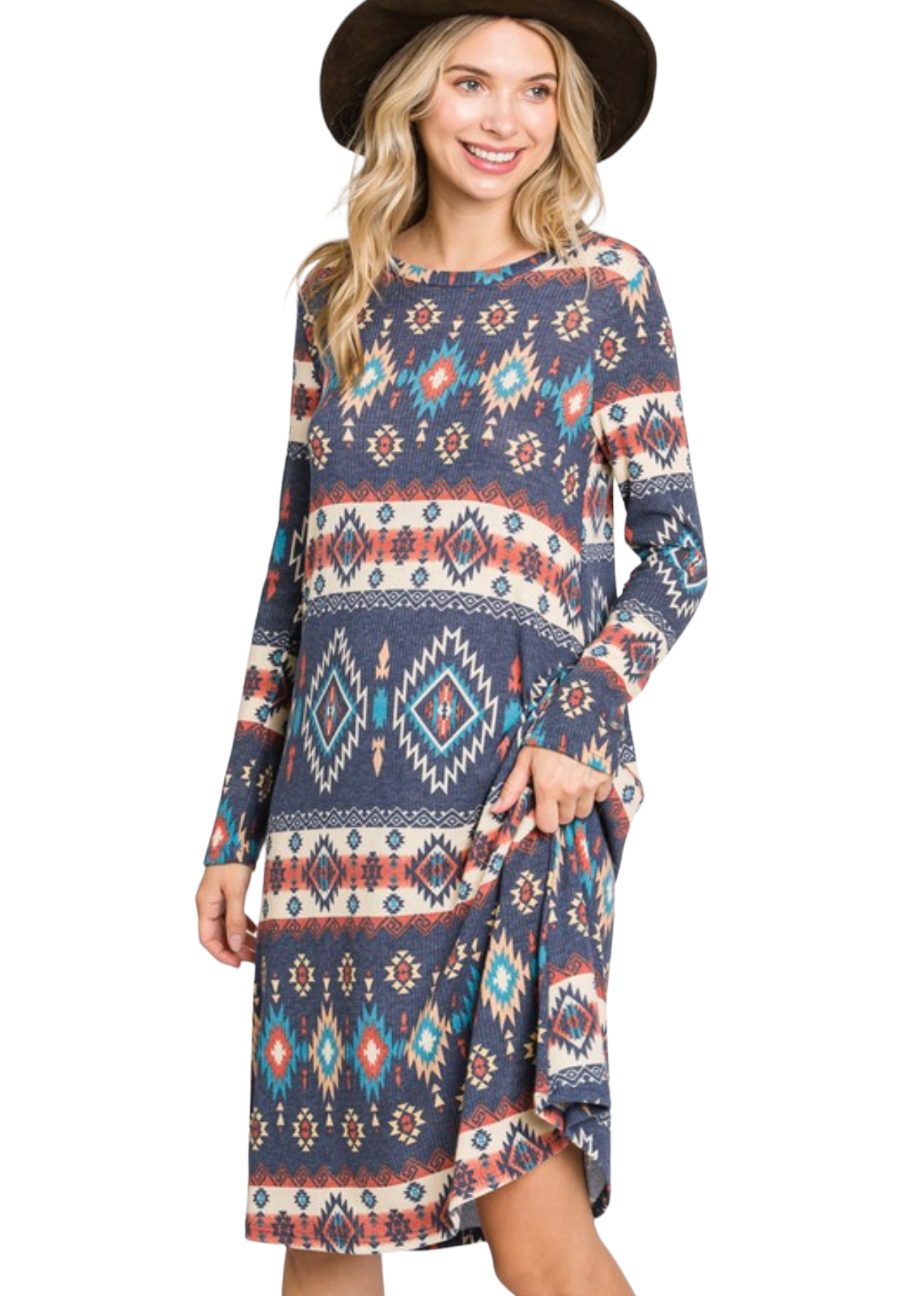 Aztec print mid length Dress