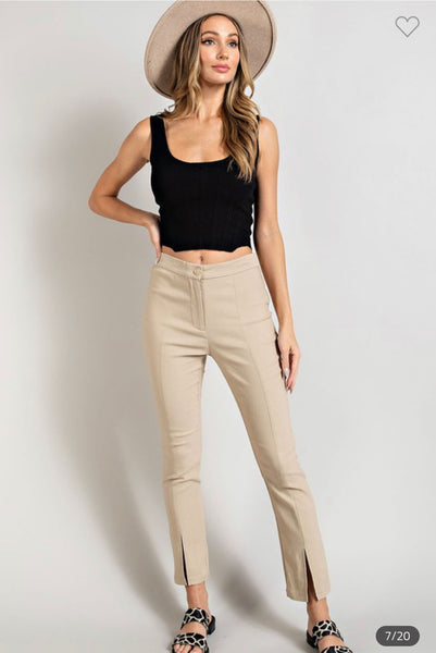 Slim fit pants with front slit