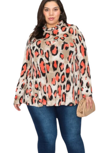 Plus Size Neutral Animal Print Blouse