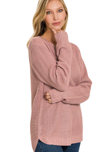 Dusty Rose waffle knit sweater