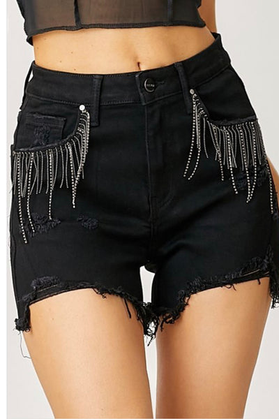 High Rise Rhinestone Shorts