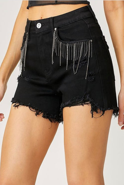 High Rise Rhinestone Shorts