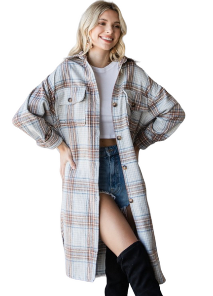 Plaid long Shacket