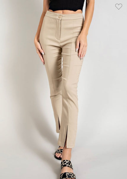Slim fit pants with front slit
