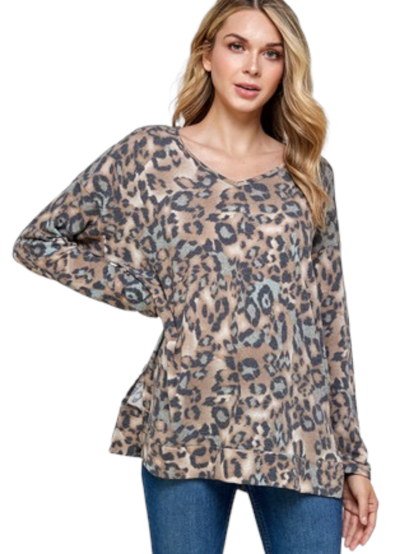 Long Sleeve Animal Print Top