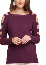 Cold Shoulder  With Slitted Sleeves