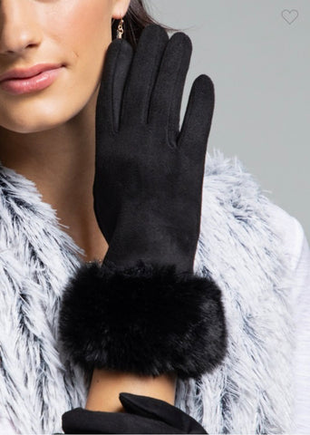 Black Faux Suede Gloves
