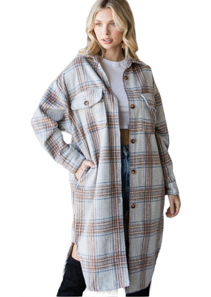 Plaid long Shacket