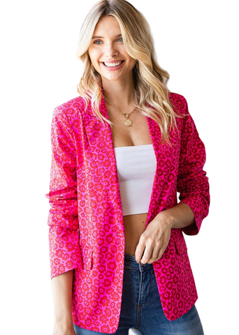 Floral Print Long Sleeve Short Blazer