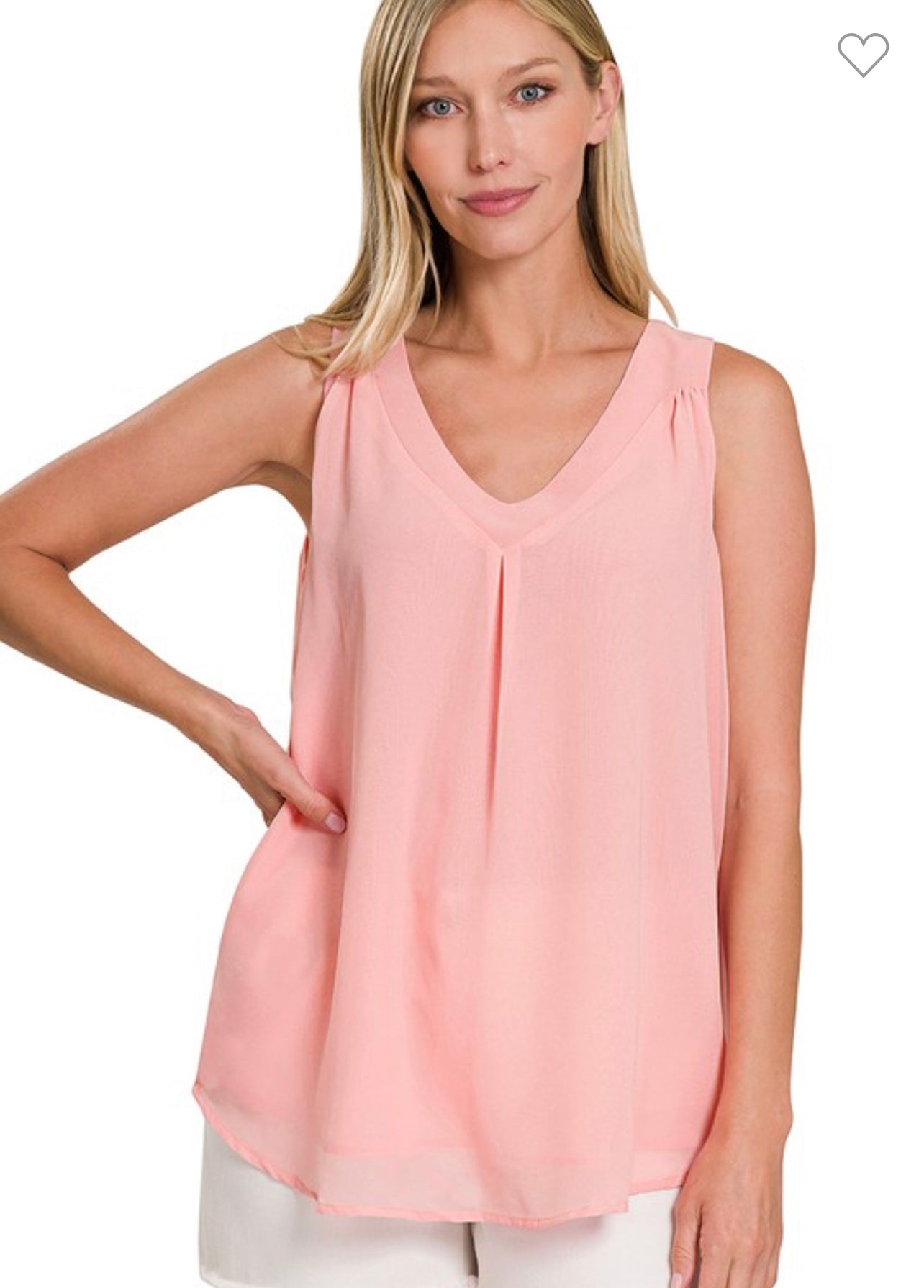 Chiffon double layer sleeveless v neck top