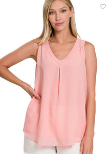 Chiffon double layer sleeveless v neck top