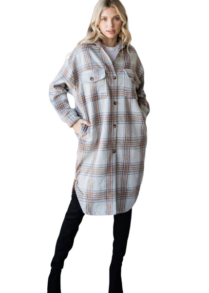 Plaid long Shacket