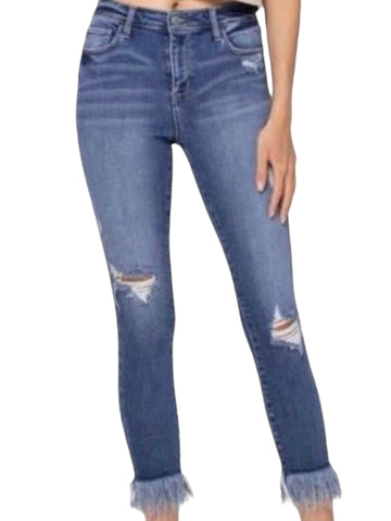 Cropped skinny w/ fringe bottom Jean