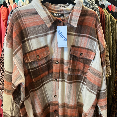 Plus  Size Rust Brown Multi shacket