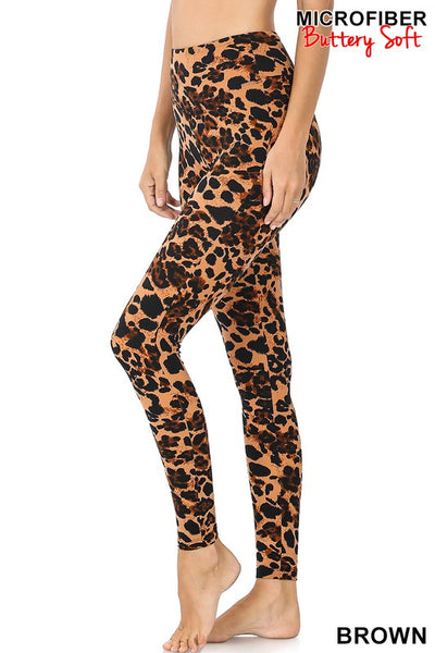 PREMIUM MICROFIBER LEOPARD FULL LENGTH LEGGINGS
