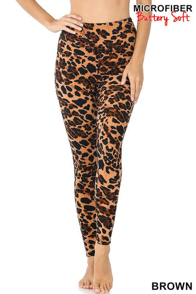 PREMIUM MICROFIBER LEOPARD FULL LENGTH LEGGINGS